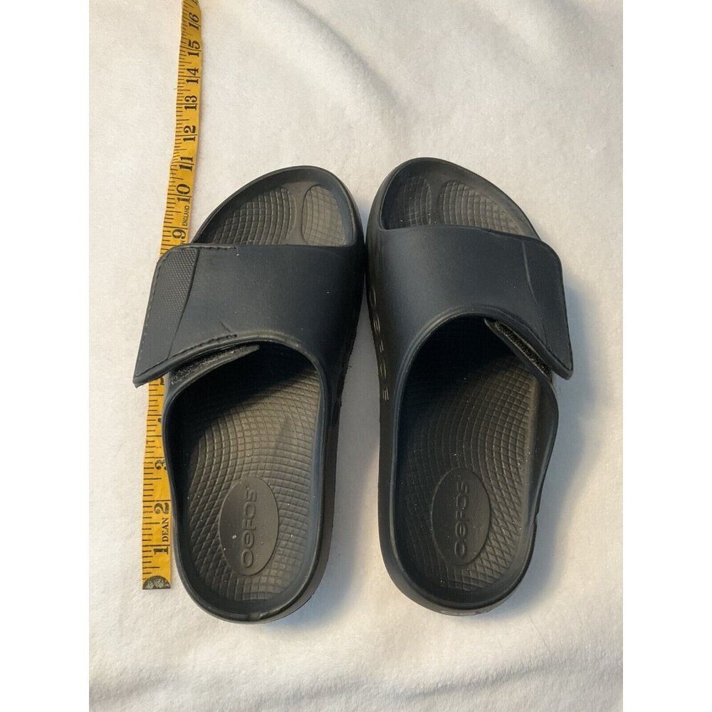 Oofos Ooahh Slide Sandals Womens 9 Sport Flex Strap Black Recovery Slip On Shoes